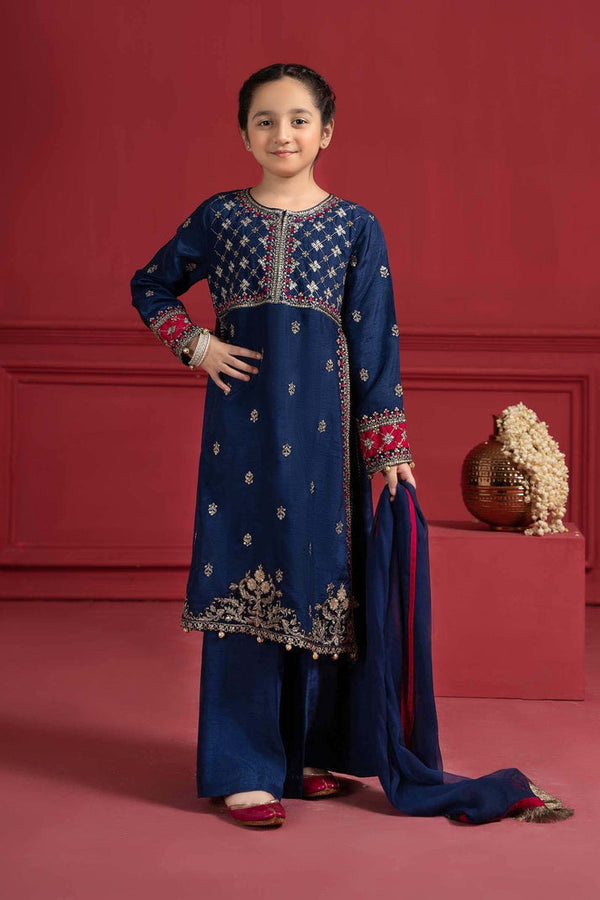 Kids 3PC Emb Lawn Dress With Net Dupatta - (Unstitched) - AL308