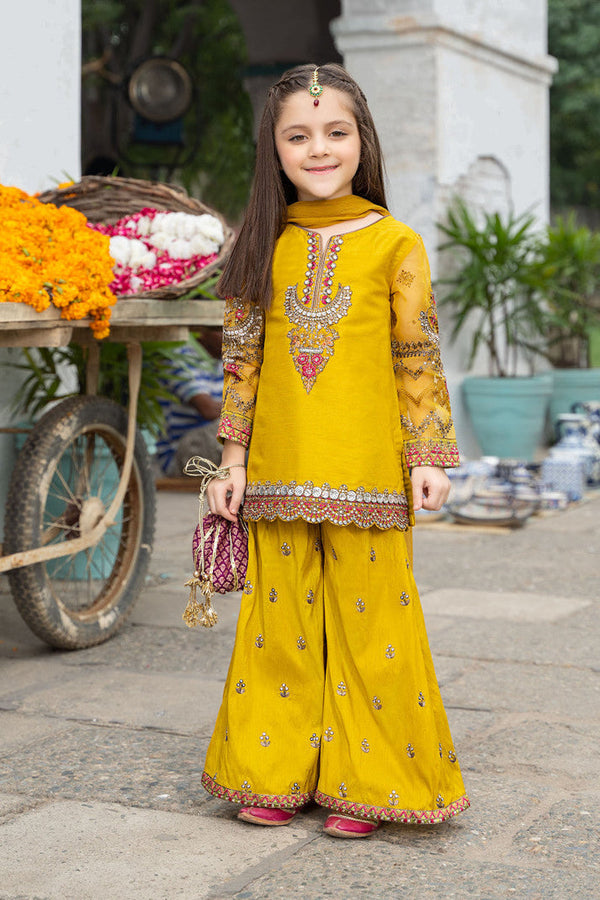 Kids 3PC Emb Lawn Dress With Net Dupatta - (Unstitched) - AL306